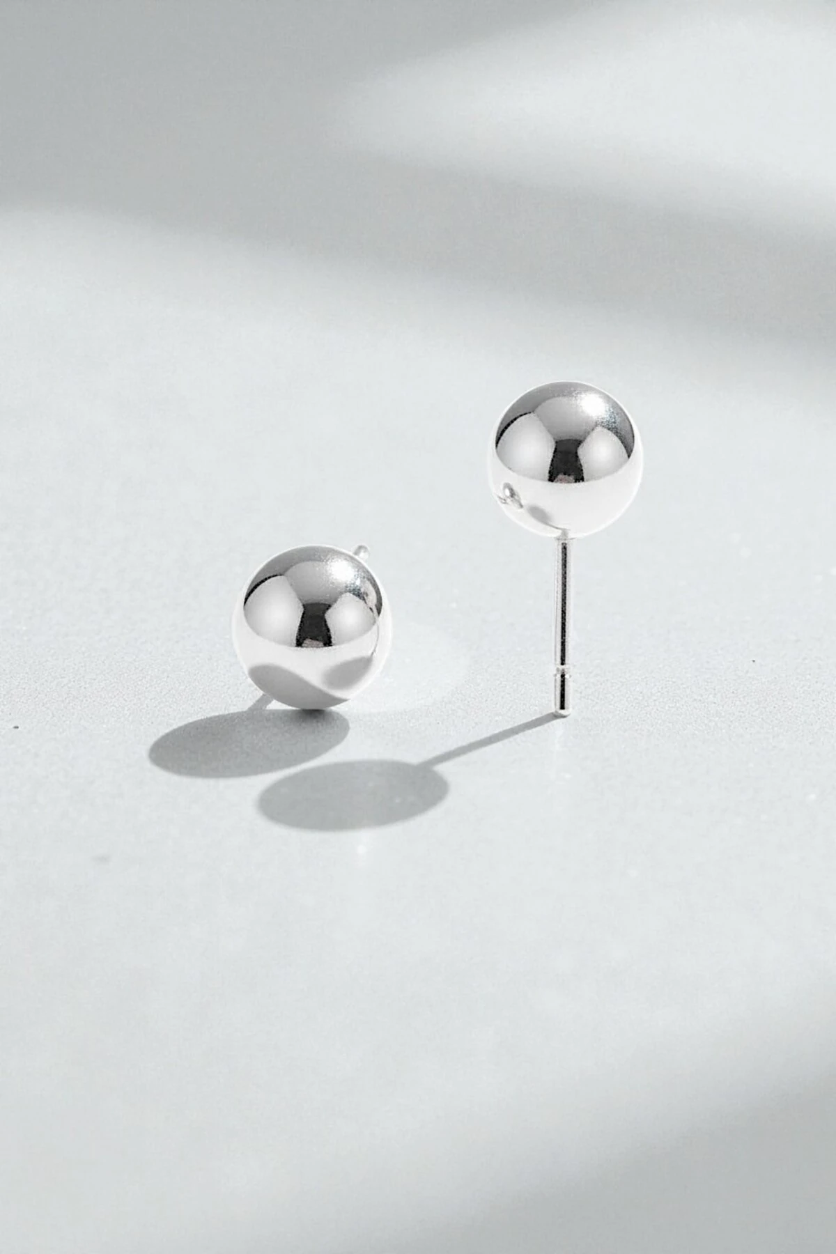 Kadın Gümüş Küpe - 6 mm 925 Ayar Gümüş Top Küpe