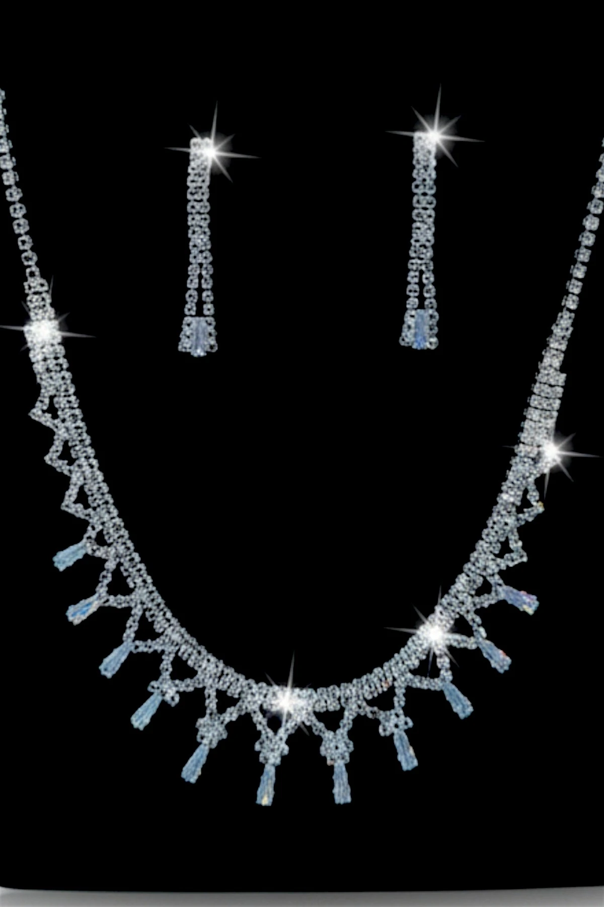 Kadın Bijuteri Kolye Küpe Set - Martina Model Baget Taşlı Zarif Su Yolu Set