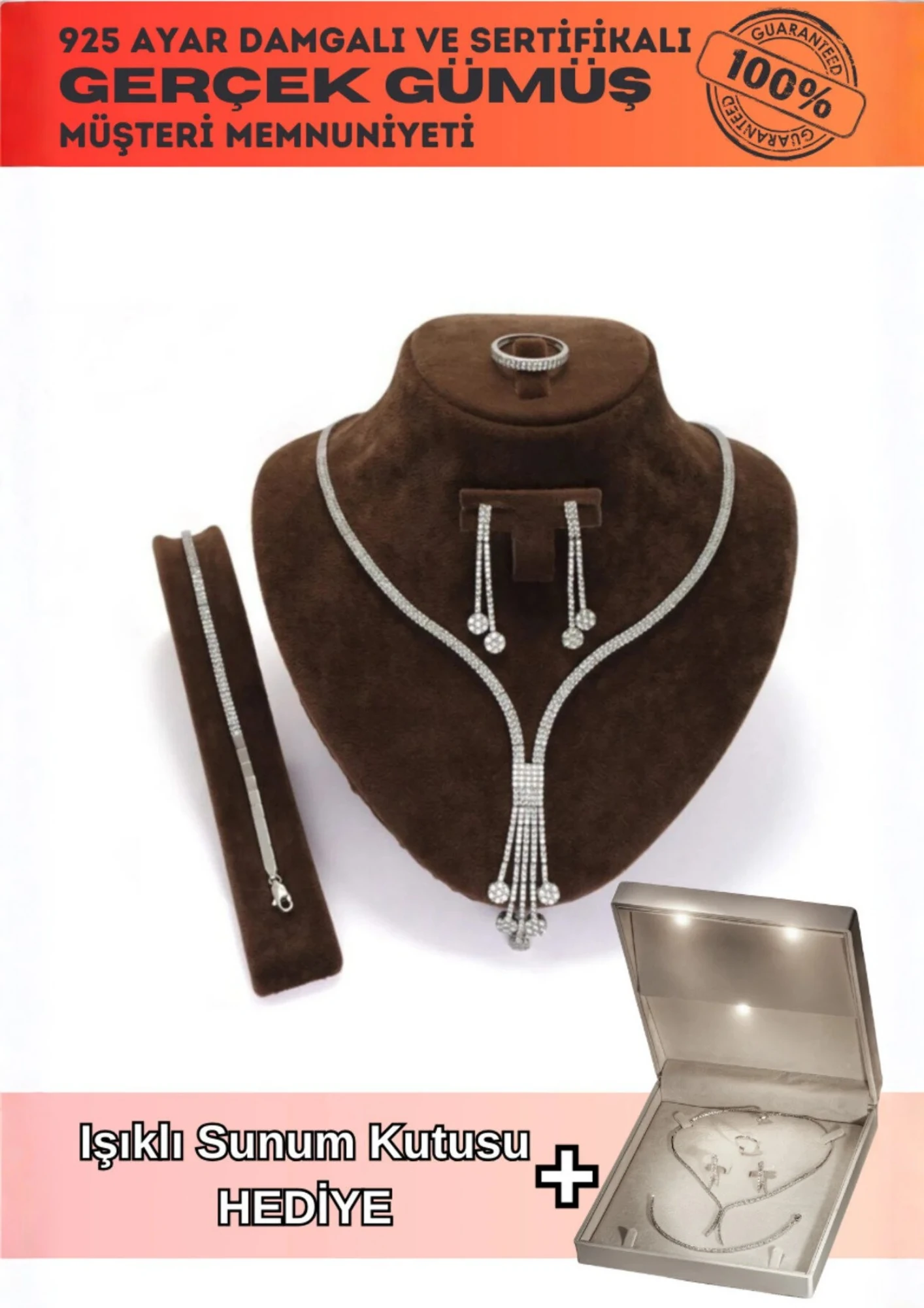 Artemis Bayan Gümüş Su Yolu Set - Kolye, Bileklik, Küpe, Yüzük