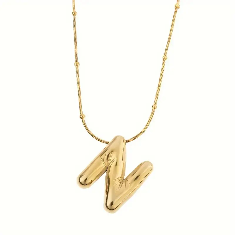 Women's Steel Necklace Gold Plated N Letter Balon Letter Women's Necklace