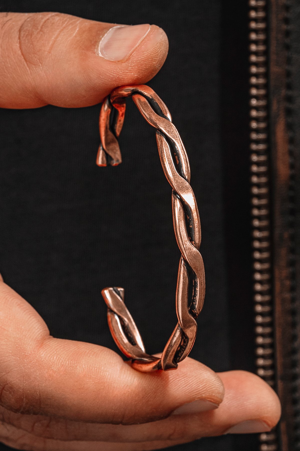 Copper Knit Bakır Kelepçe Bilezik Erkek Kadın Kuvars Taşı ve Metal Kutulu