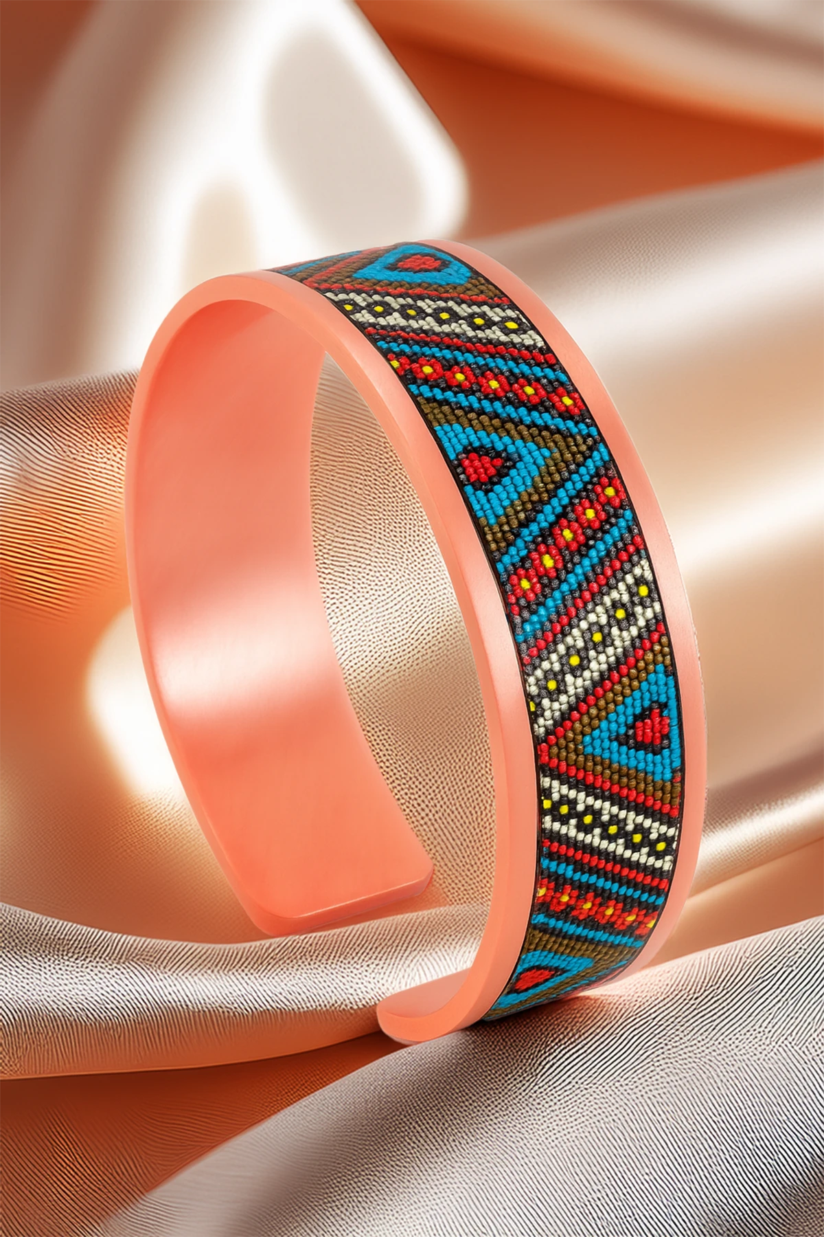 Kadın Bakır Bileklik Yüzük Set - Arina Model Özel Baskı Metal Kutu Ve Doğal Taşlar