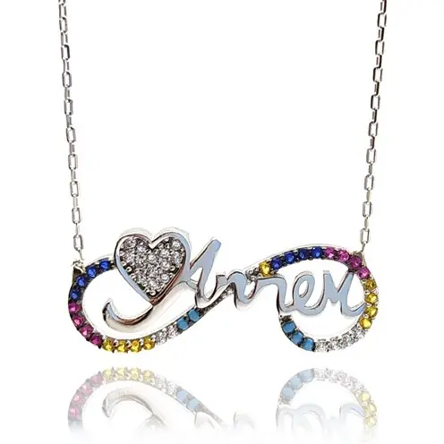 Mix Zircon Stone-set Annem Infinity Women's Silver Necklace