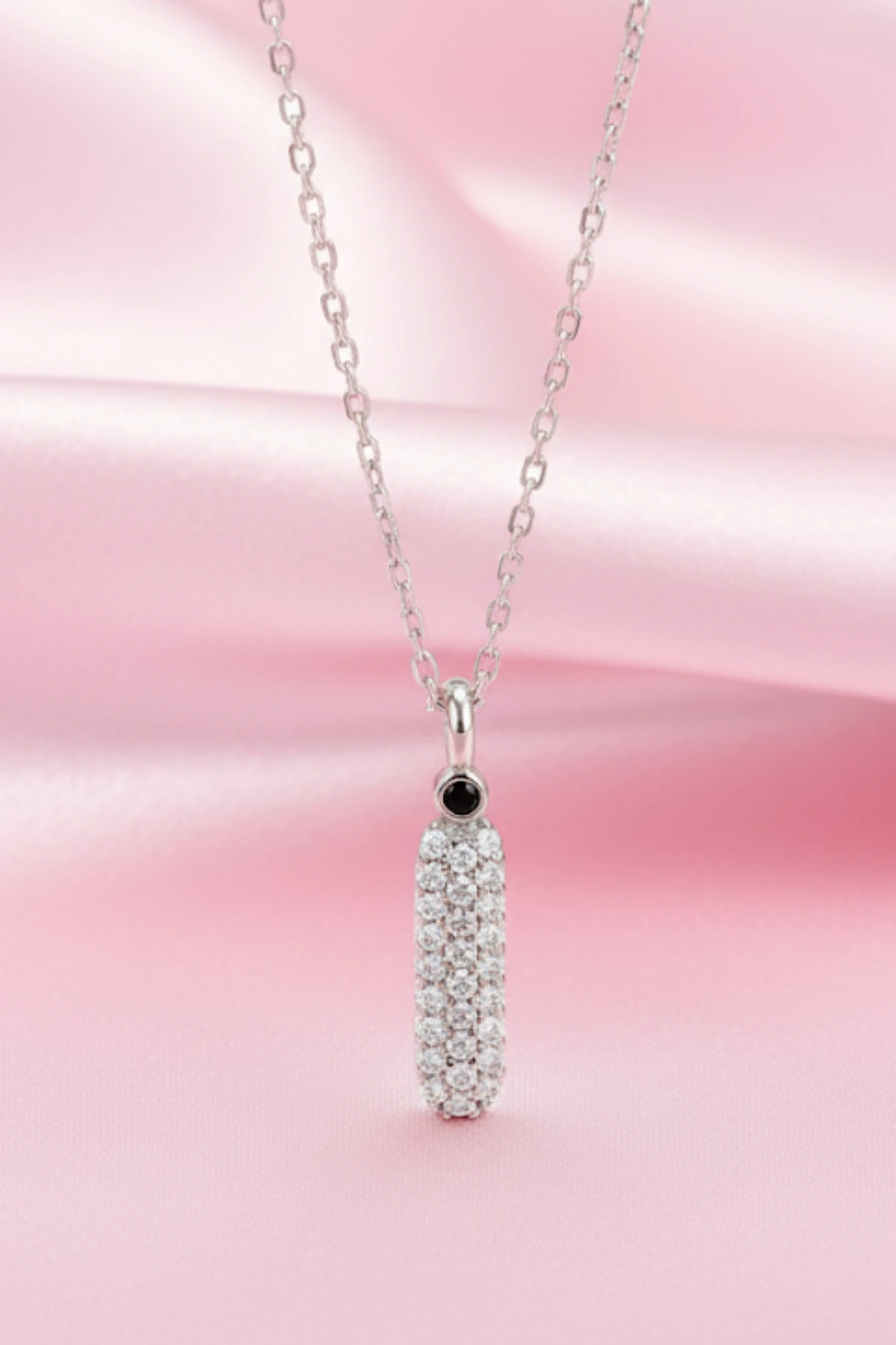 Kadın Gümüş Kolye - 925 Ayar Zirkon Taşlı Balon İ Harfi Bayan Kolye