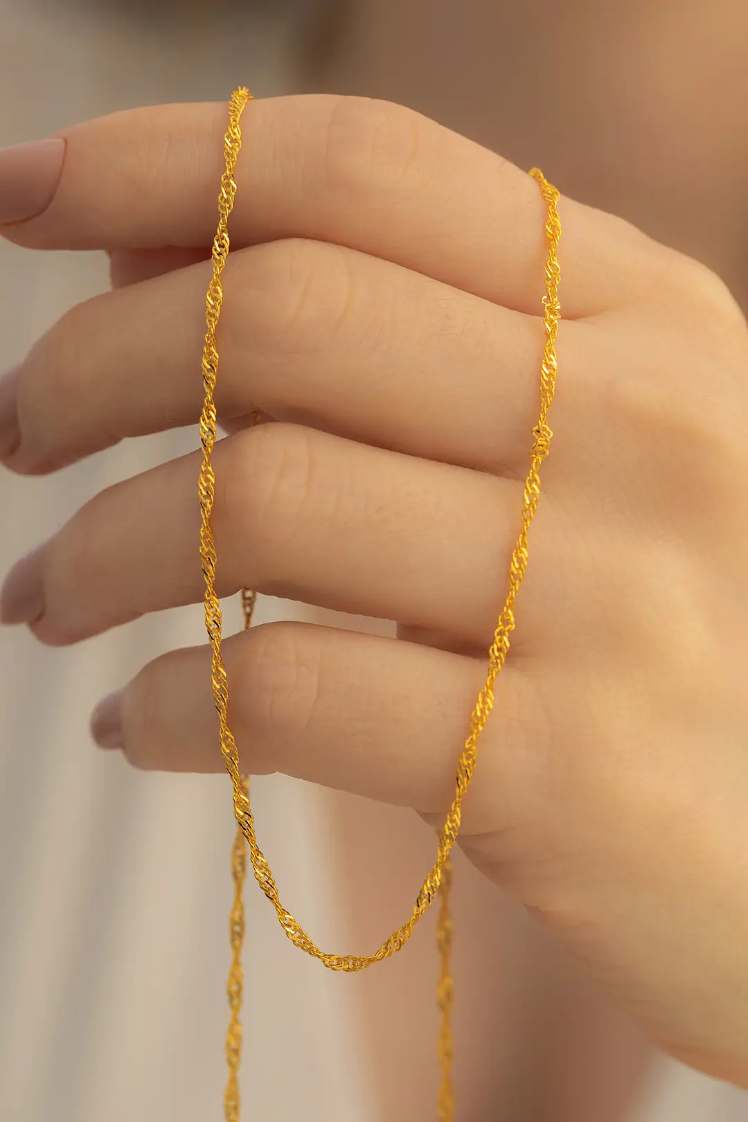 Women's Silver Necklace 925 K Silver Gold Plated Singapur Women's Necklace