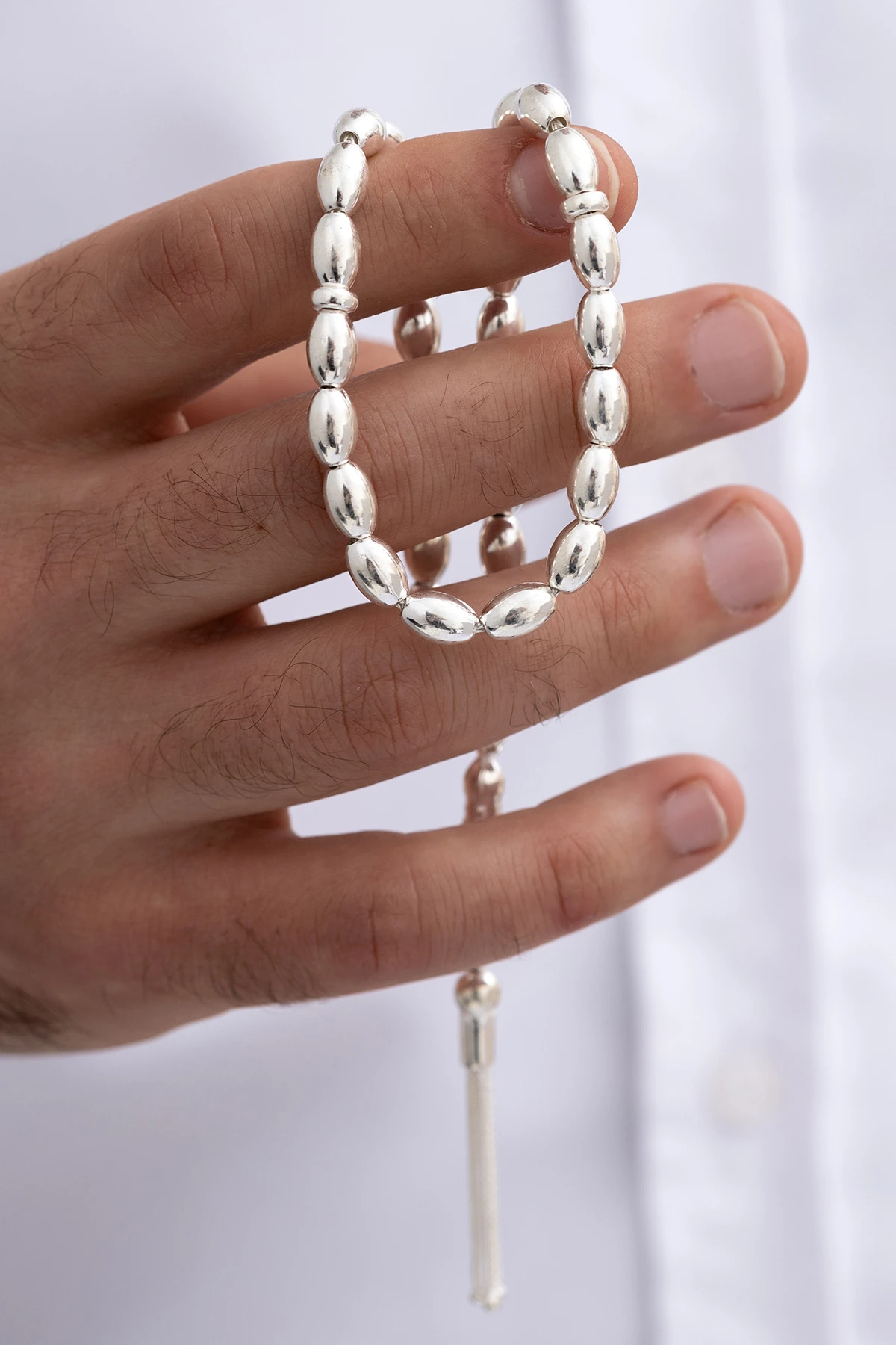 Gümüş Tespih Arpa Kesim Büyük Boy 24gr