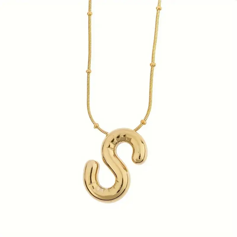 Women's Steel Necklace Gold Plated S Letter Balon Letter Women's Necklace