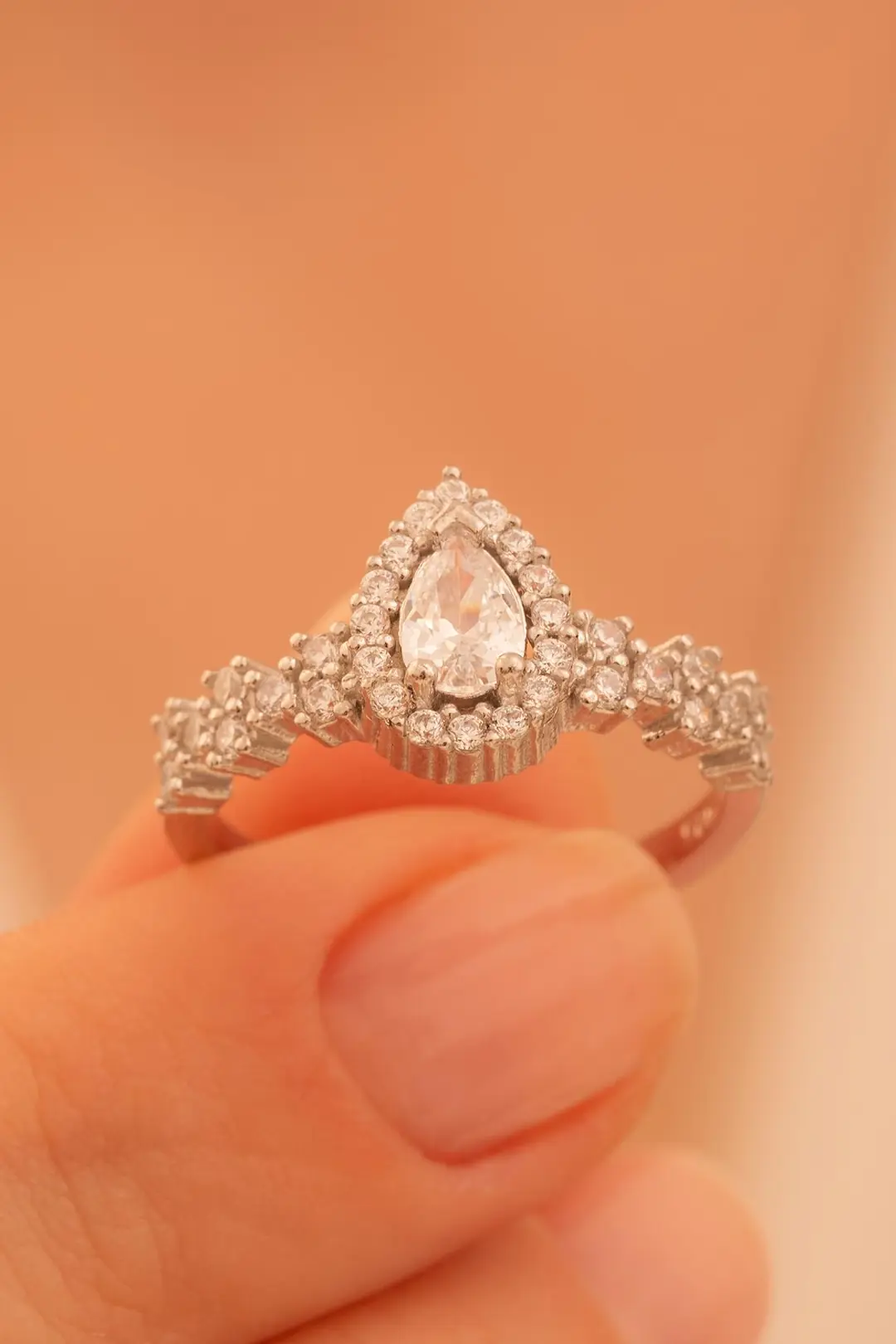 Women's Silver Ring Aylin Drop Zircon Stone-set Women's Ring