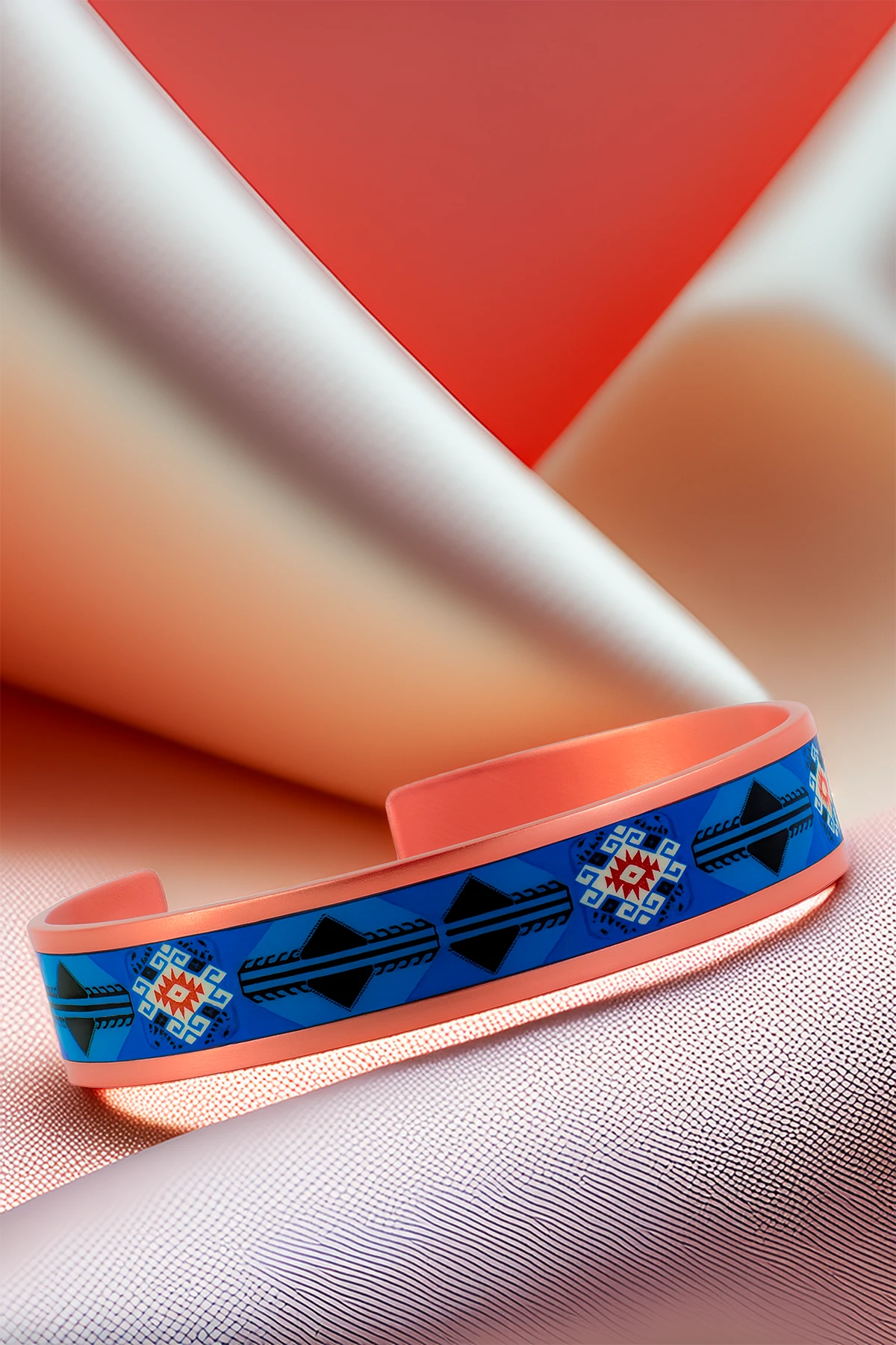 Kadın Bakır Bileklik Yüzük Set - Zaira Model Özel Baskı Metal Kutu Ve Kuvars Taşı