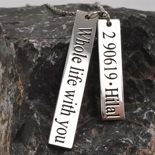 Personalized Men's Women's Silver Necklace Barlı