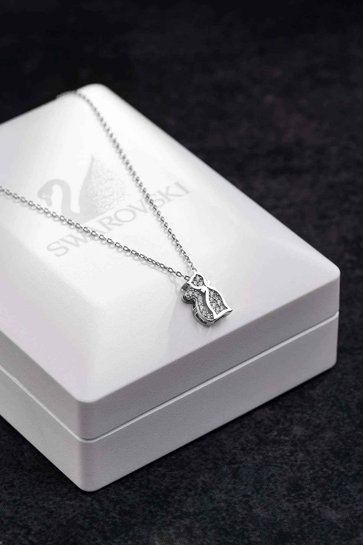 Kadın Gümüş Kolye - Swarovski Taşlı Full Zirconia Kedi Motifli Kadın Kolye