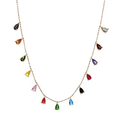 Mix Zircon Stone-set Rose Color Women's Silver Necklace
