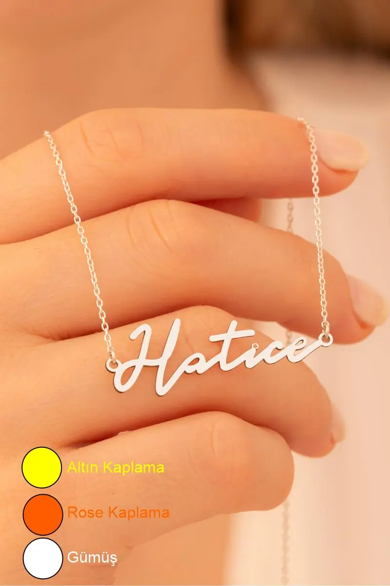 Women's Silver Necklace Hatice Engraved 925 K Silver Women's Necklace
