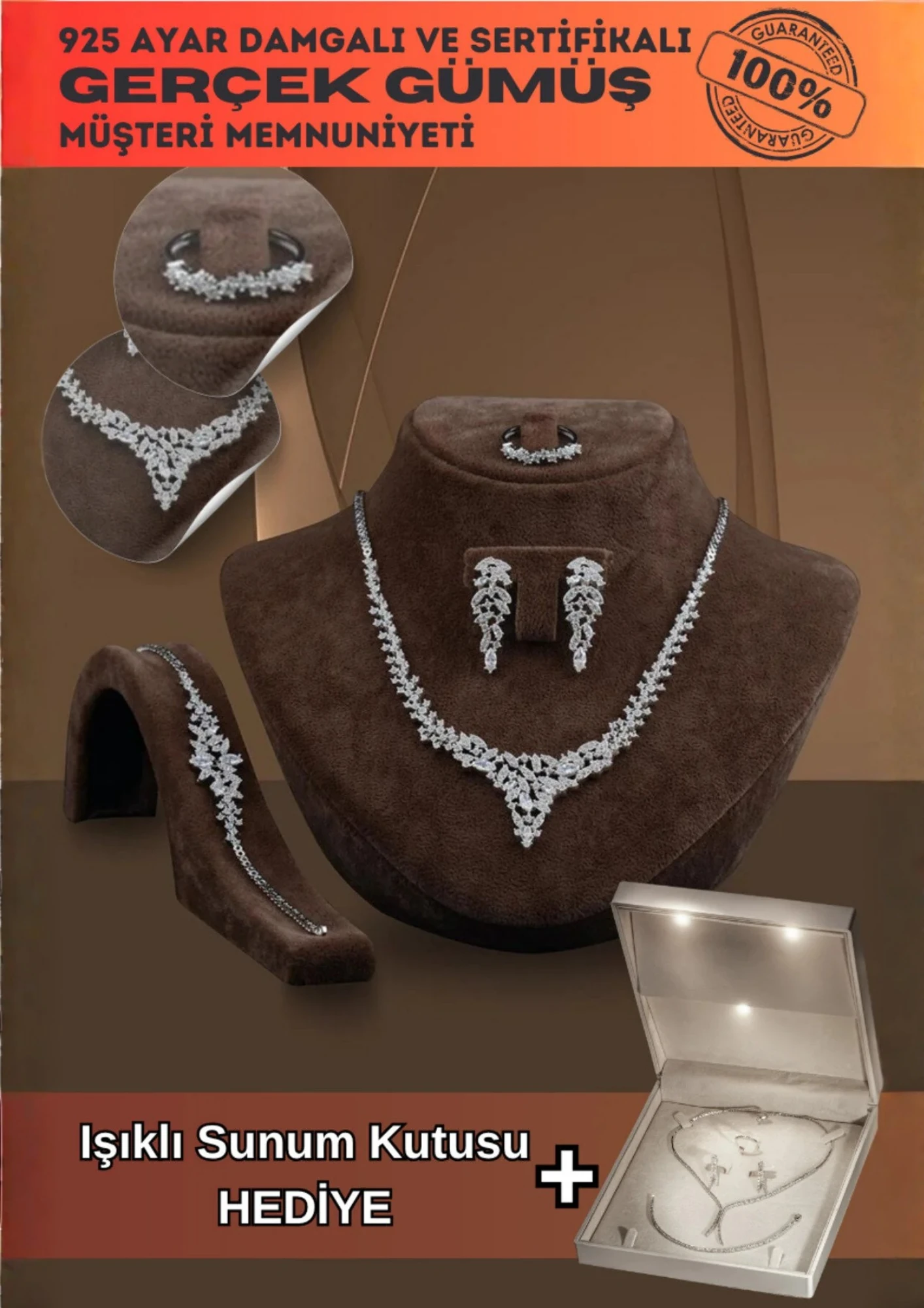 Balın Bayan Zirkon Taşlı Gümüş Su Yolu Set - Kolye, Bileklik, Küpe, Yüzük