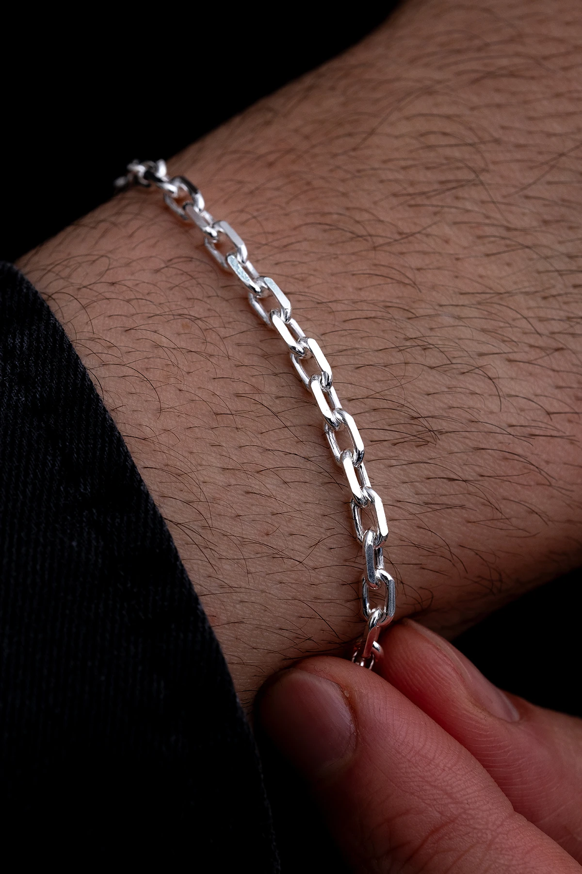 Erkek Gümüş Bileklik - 4.5 mm Forse Zincir Gümüş Bileklik