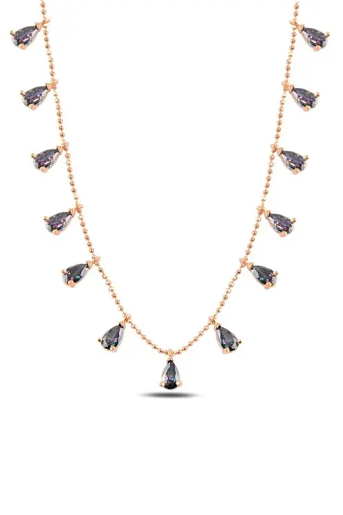 Mistik Topaz Stone-set Rose Women's Silver Necklace GKLTSKLYM1D-ROS