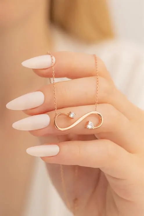 Infinity Sembollü Two Pendant Stone-set Women's 925 K Silver Necklace GKLSNSZLKTS-ALT