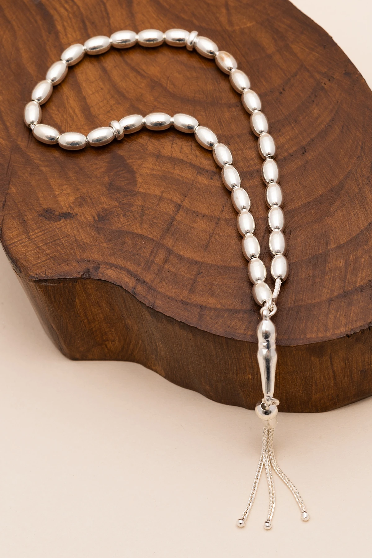 Gümüş Tespih Arpa Kesim Büyük Boy 24gr