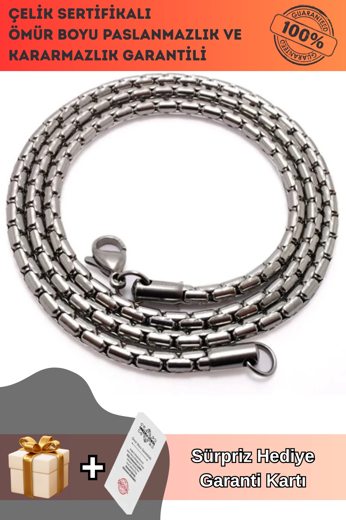 Elegant Çelik Erkek Kolye Zincir