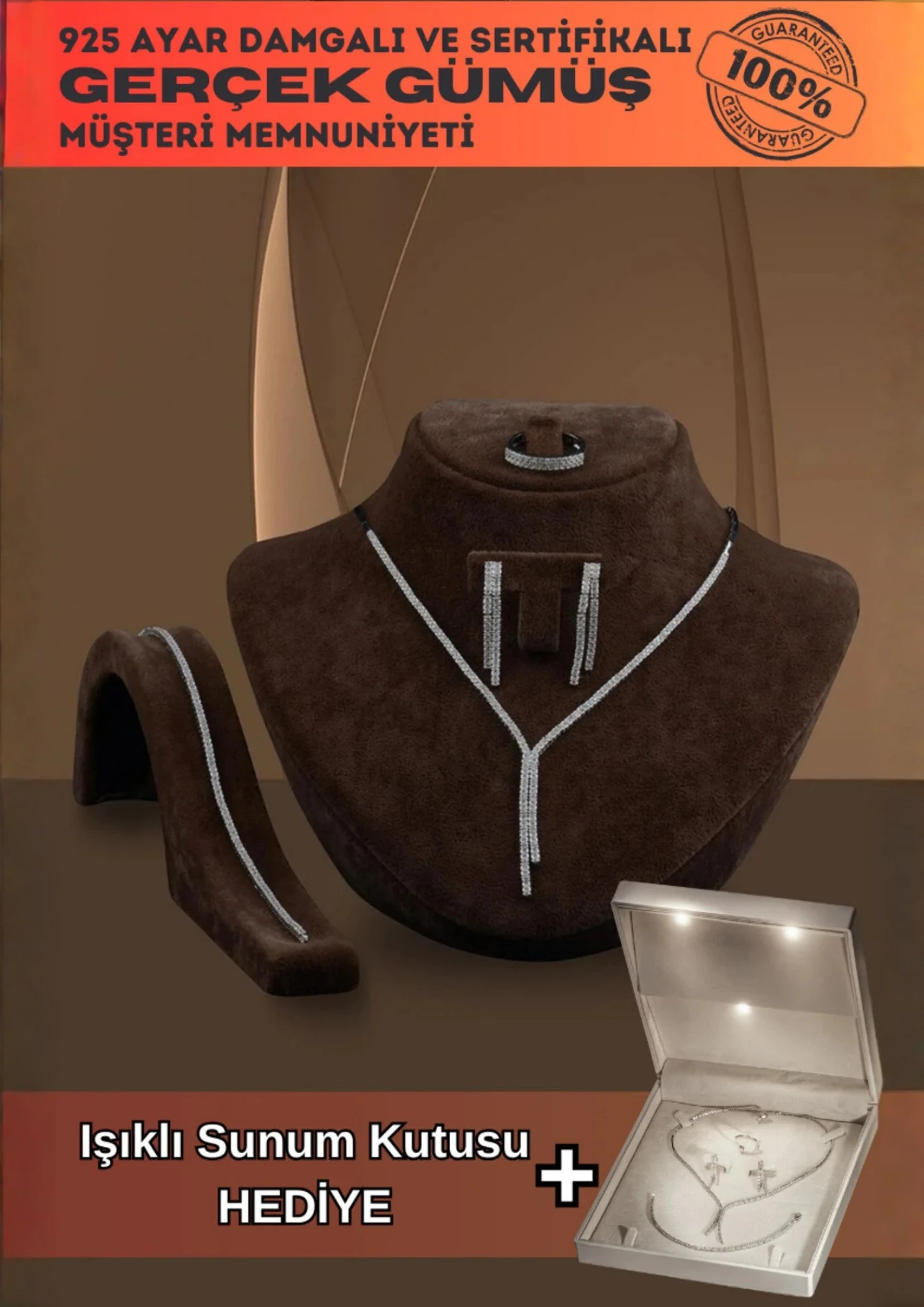 Karis Bayan Zirkon Taşlı Gümüş Su Yolu Set - Kolye, Bileklik, Küpe, Yüzük