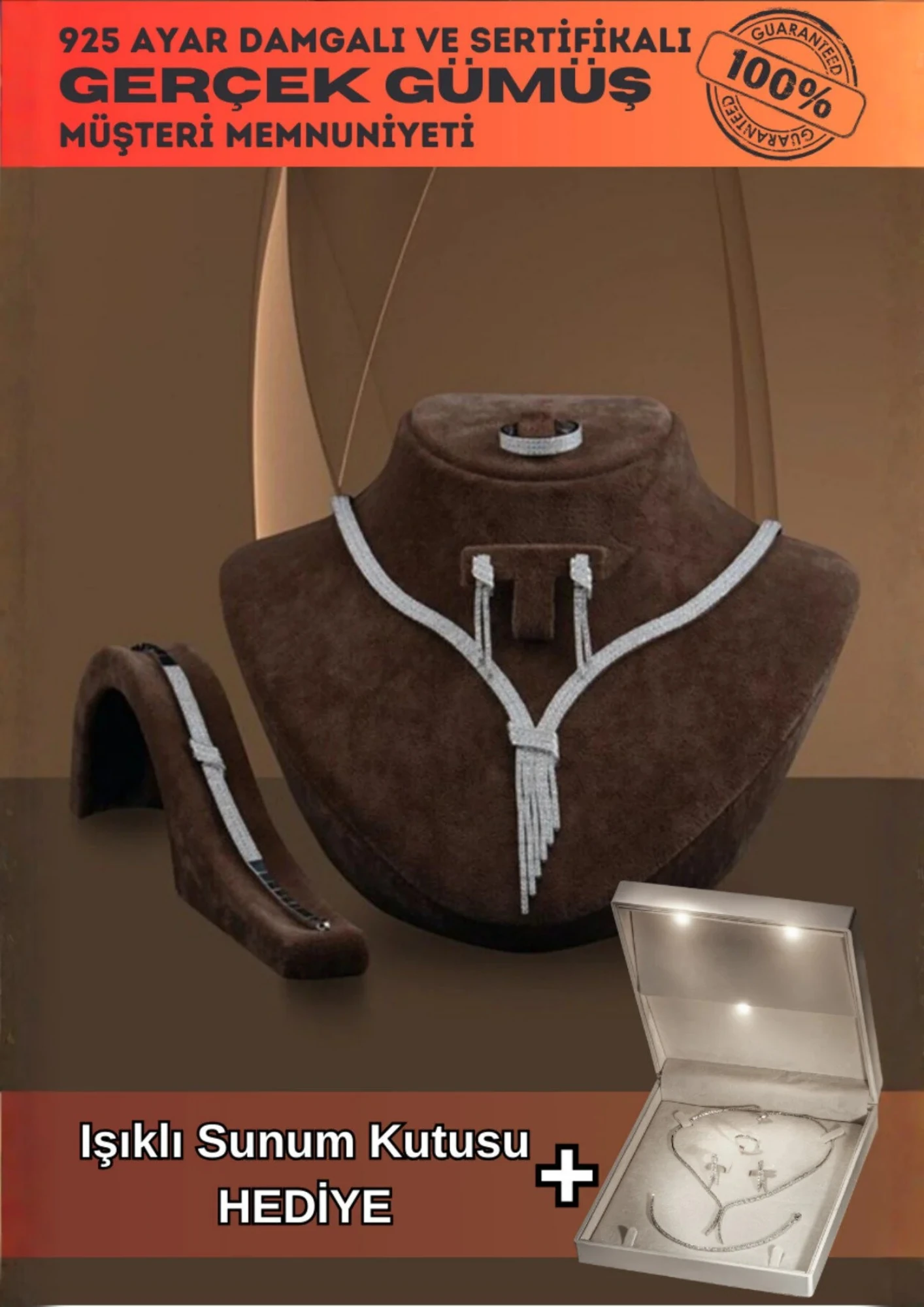 Kadın Gümüş Set - Afrodit  Gümüş Su Yolu Set - Kolye, Bileklik, Küpe, Yüzük