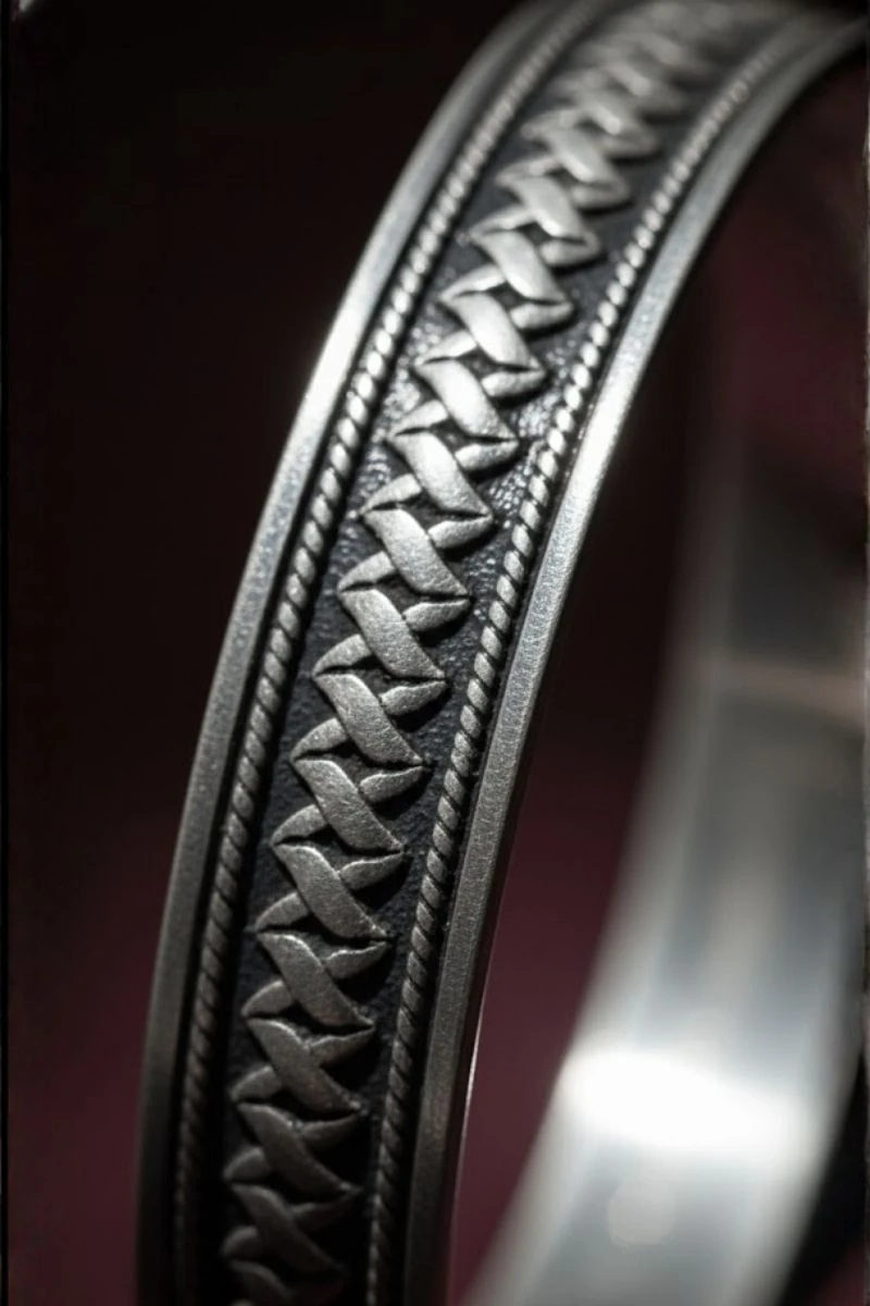 Erkek Gümüş Bileklik -Otantik Tasarım Erkek Gümüş Kelepçe Bileklik