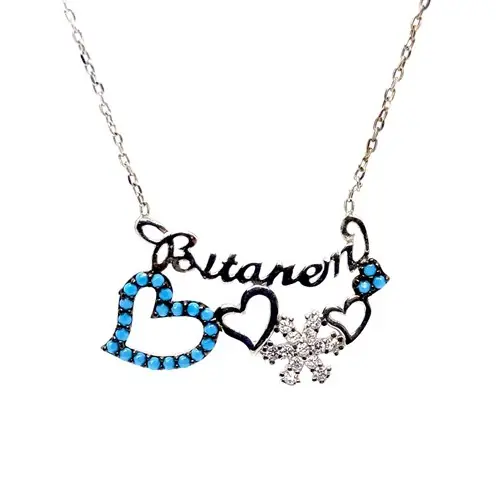 Heart & Snow Bead Bitanem Women's Silver Necklace Chain