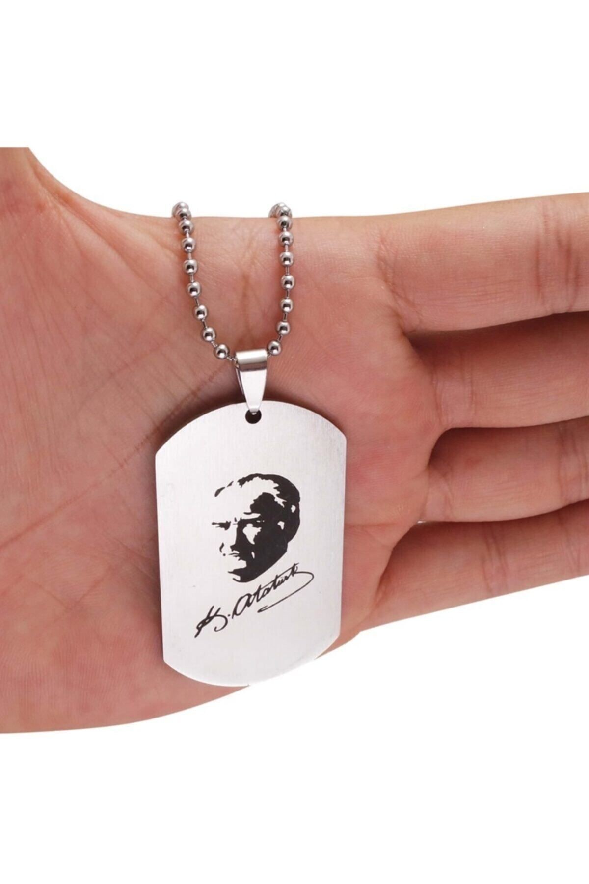 Erkek Çelik Atatürk İmzalı Zincir Kolye
