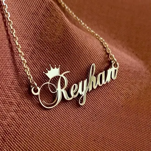 Personalized Kral Taç Imza Isim Yazılan Gold Color Silver Necklace Chain Gklaltısımt