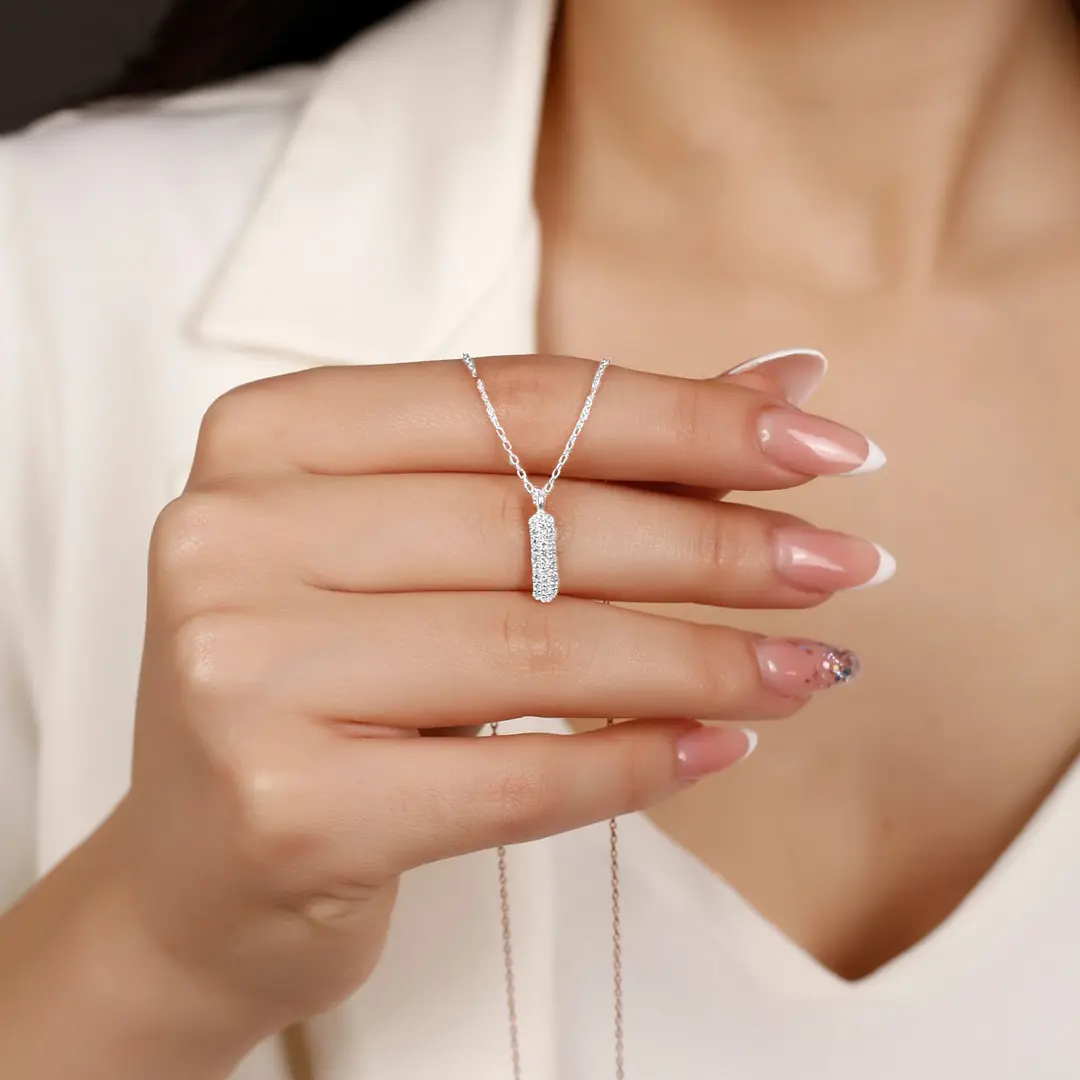 Women's Silver Necklace I Letter Zircon Stone-set Balon Letter Women's Necklace