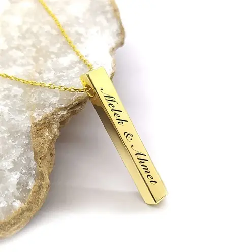 Women's Silver Necklace Name Gold Plated Blok Silver Necklace