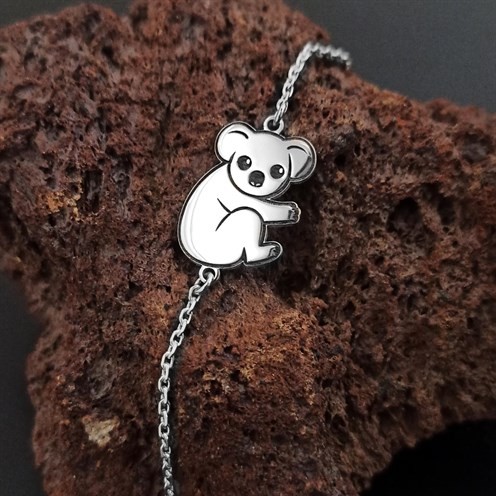 Koala Modelli Bayan Gümüş Bileklik GBLPANDABLK-BYZ
