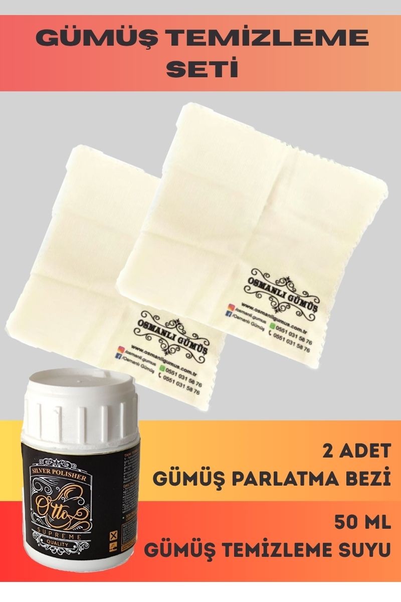 Gümüş Parlatma Temizleme Seti Gümüş Temizleme Suyu + Gümüş Parlatıcı Bez