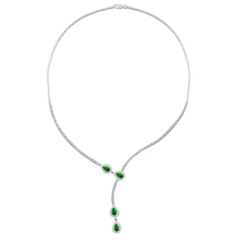 Melodi Emerald Stone-set Women's Silver Necklace