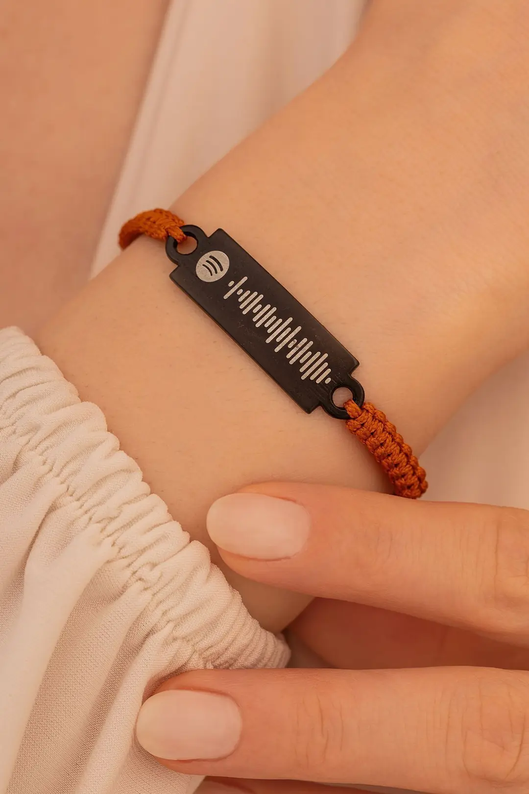 Spotify Women's Steel Bracelet Orange Black Thick Rectangle