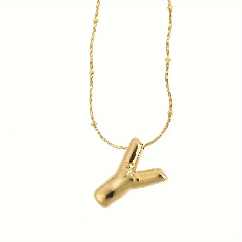 Women's Steel Necklace Gold Plated Y Letter Balon Letter Women's Necklace