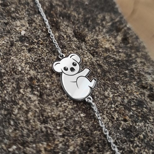 Koala Modelli Bayan Gümüş Bileklik GBLPANDABLK-BYZ
