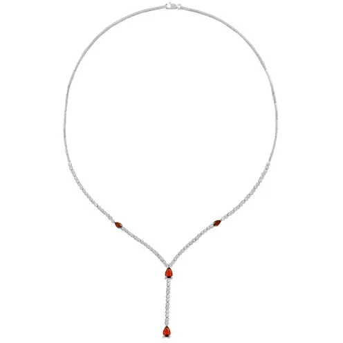 Leyan Ruby Stone-set Women's Silver Necklace