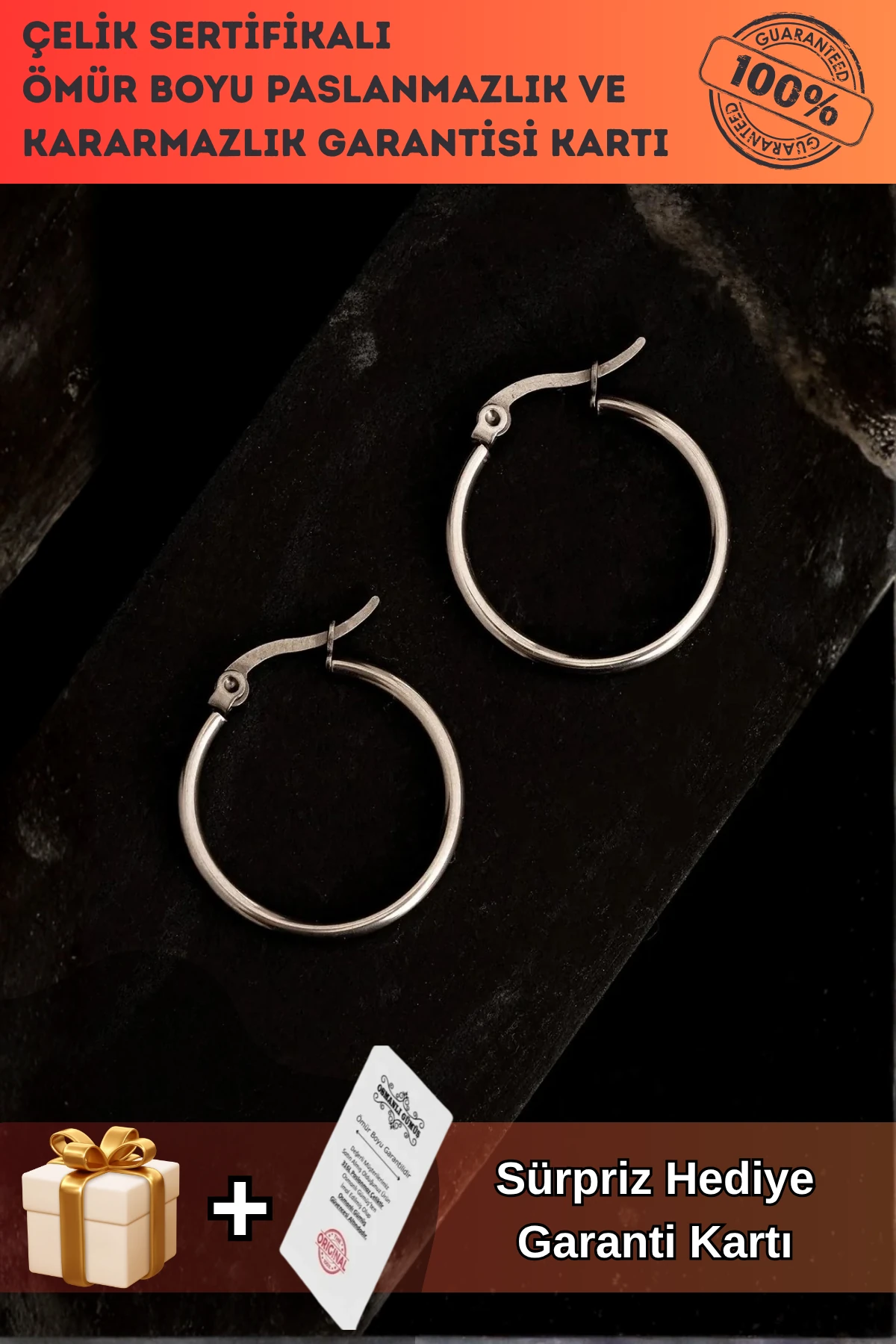 Bayan Çelik Halka Kesim Yuvarlak Model Çelik Paslanmaz Kadın Küpesi