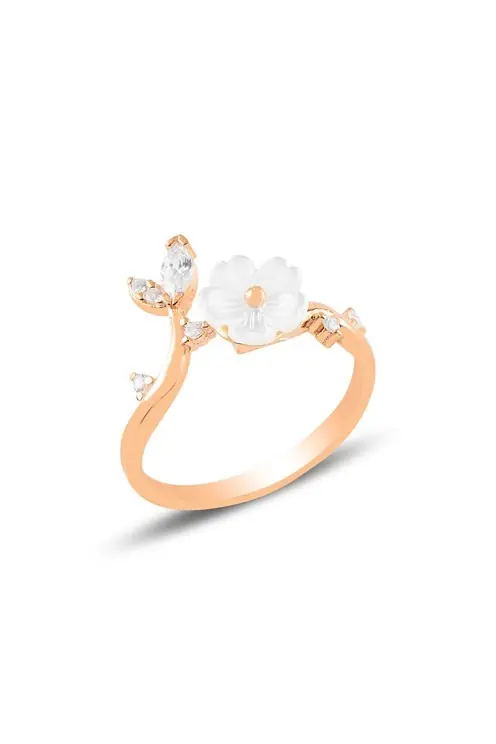 Manolya Flower Motif Rose 3 Silver Women's Ring GYZMNLYCCK3-ROS