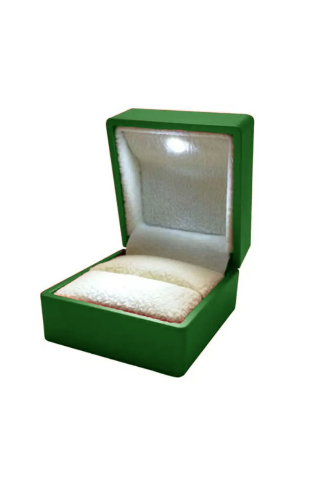 Illuminated Diamond Solitaire Green Ring Box