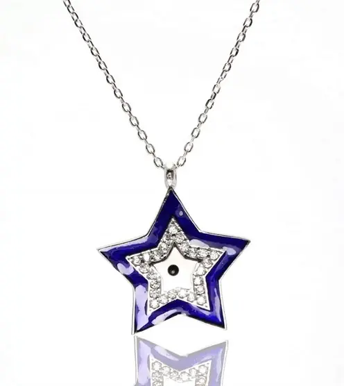 Evil Eye Amulet Star Women's Silver Necklace Small