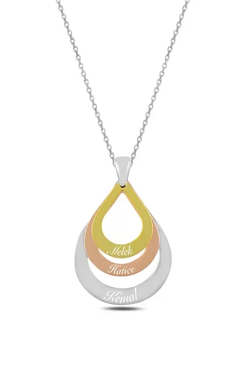 Personalized 3 Personalized Drop Women's Silver Necklace GKLKSYZLDML-ROS
