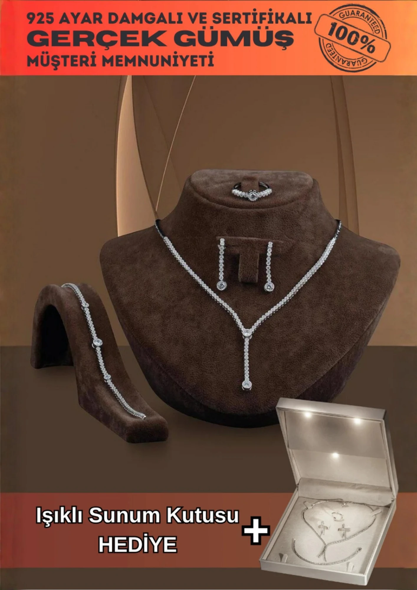 Alyona Bayan Zirkon Taşlı Gümüş Su Yolu Set - Kolye, Bileklik, Küpe, Yüzük