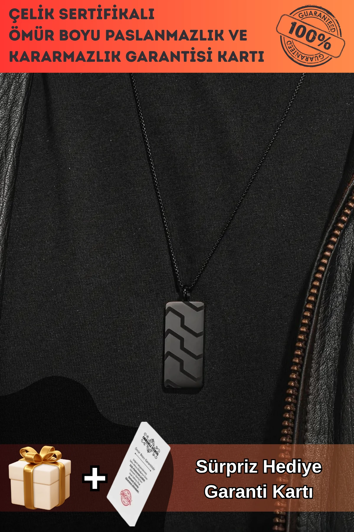 Blackstone Vortex Desenli Erkek Kolye 3.5 cm Parlak Çelik Kararmaz Polo Zincir