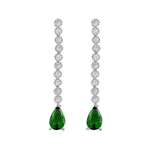 Lena Emerald Stone-set Women's Silver Earrings