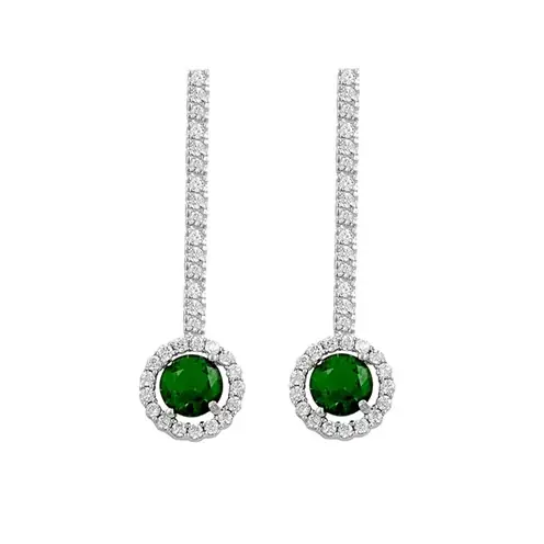 Selen Emerald Stone-set Women's Silver Earrings