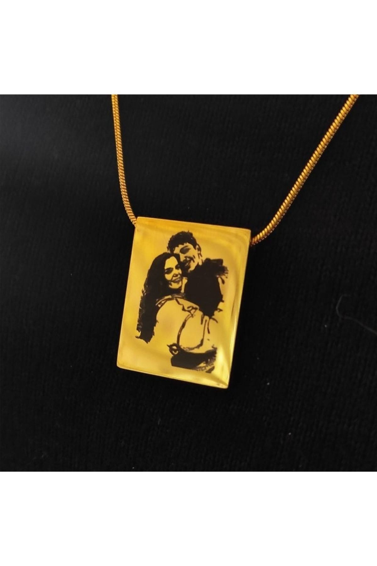 Lazer Fotoğraf Kazımalı Unisex Çelik Kolye