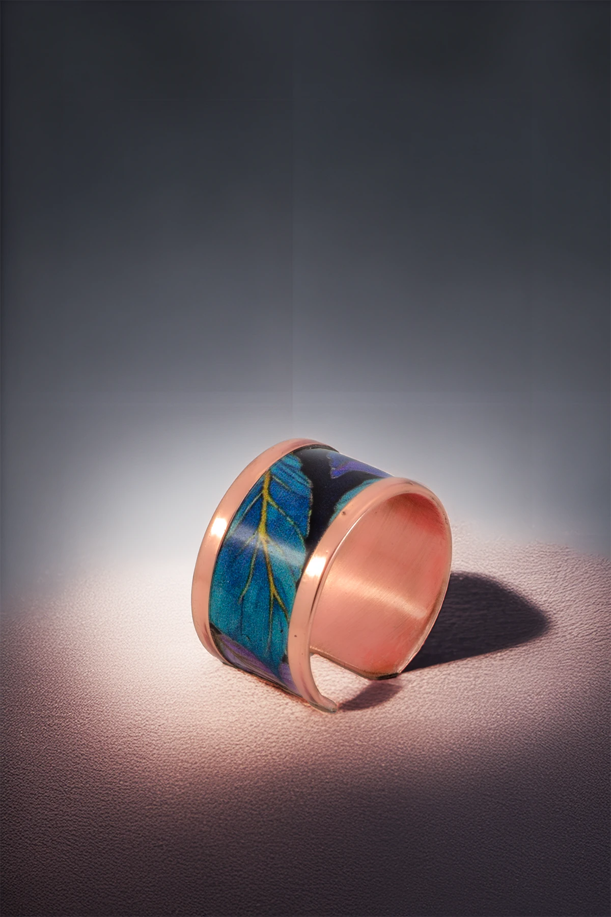 Kadın Bakır Bileklik Yüzük Set - Elisa Model Özel Baskı Metal Kutu Ve Kuvars Taşı