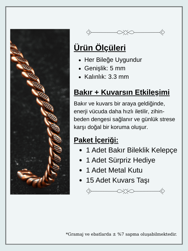 Erkek Bakır Bileklik - Sirayet Bakır Bilezik